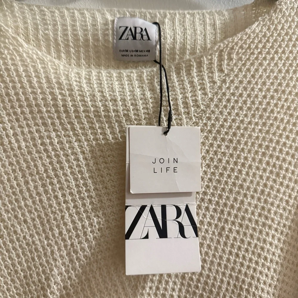 NWT Zara Beige Women's Crew Neck Sweater - Picture 3 of 5